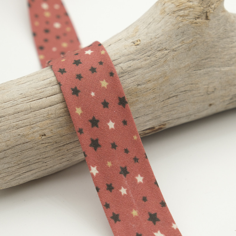 25MM Printed Bias Tape with Stars on a Brick Background - Maison Klem